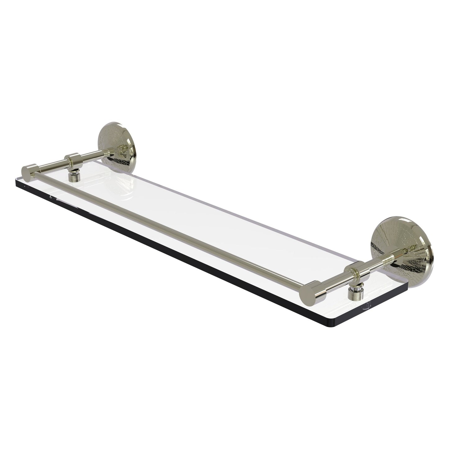 Allied Brass Monte Carlo 22" x 5" Polished Nickel Solid Brass Tempered Glass Shelf With Gallery Rail