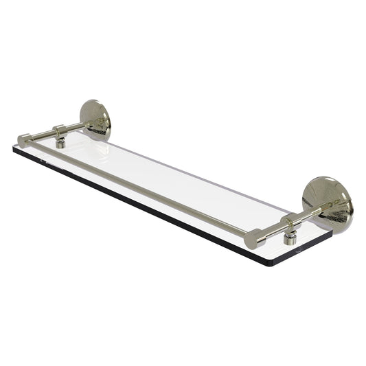 Allied Brass Monte Carlo 22" x 5" Polished Nickel Solid Brass Tempered Glass Shelf With Gallery Rail