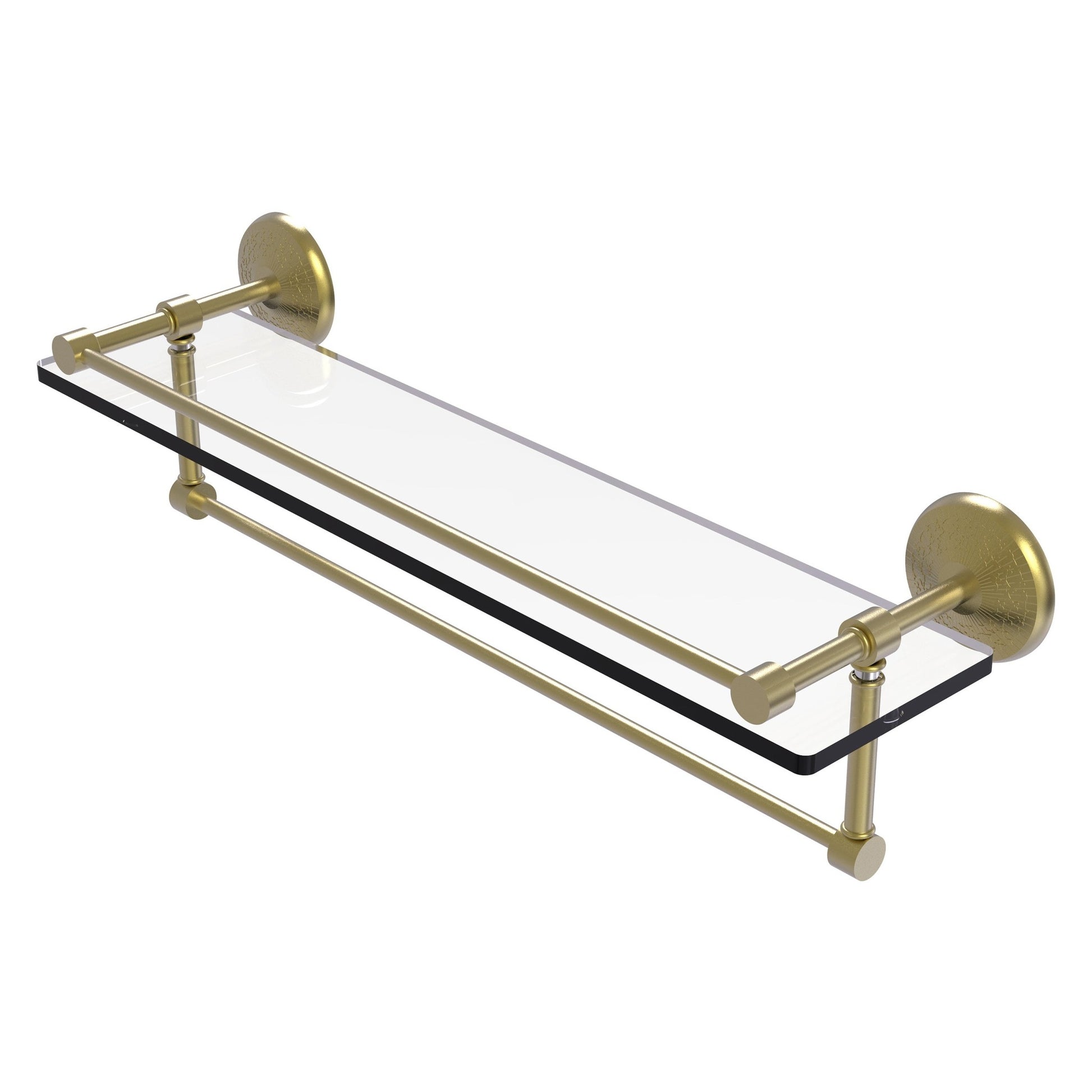 Allied Brass Monte Carlo 22" x 5" Satin Brass Solid Brass Gallery Glass Shelf With Towel Bar