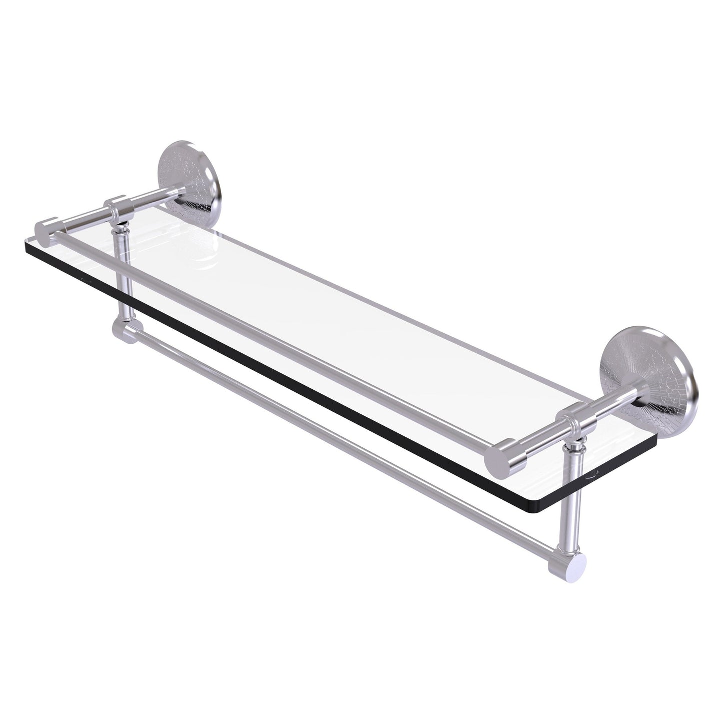Allied Brass Monte Carlo 22" x 5" Satin Chrome Solid Brass Gallery Glass Shelf With Towel Bar