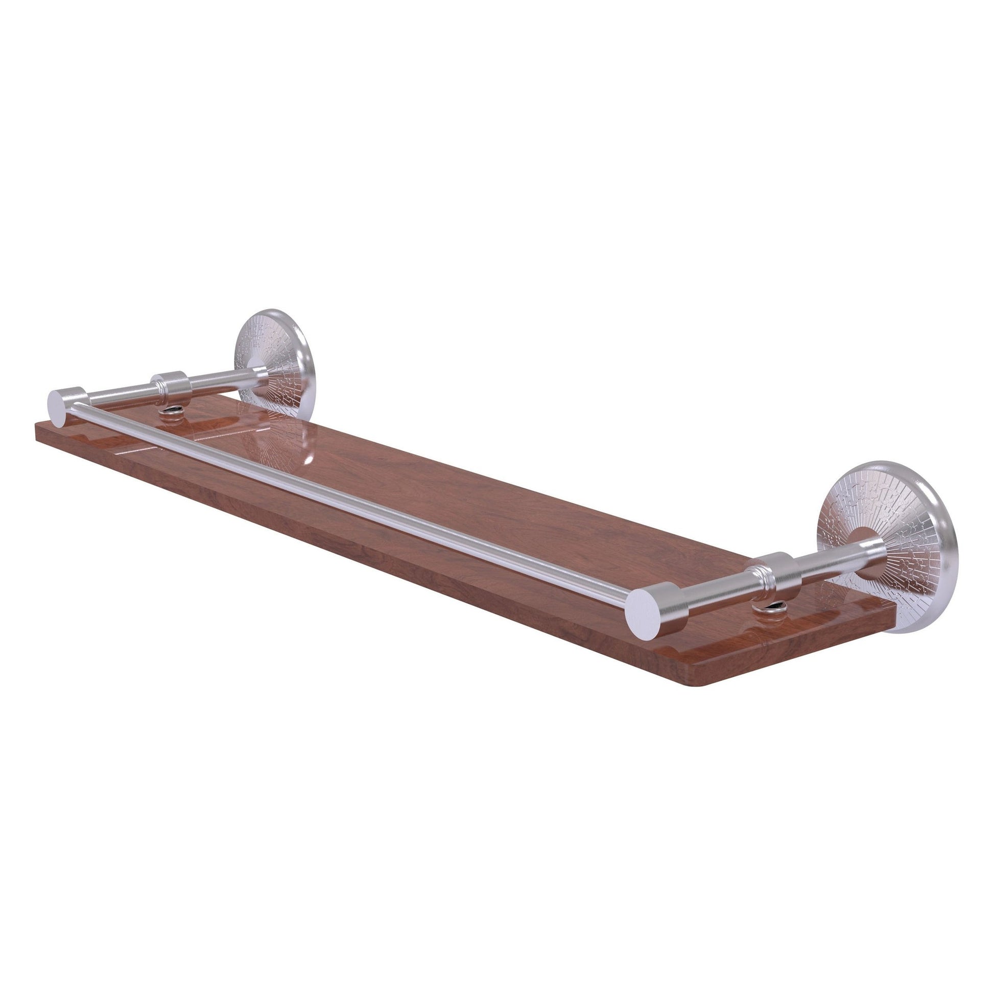 Allied Brass Monte Carlo 22" x 5" Satin Chrome Solid Brass Solid IPE Ironwood Shelf With Gallery Rail
