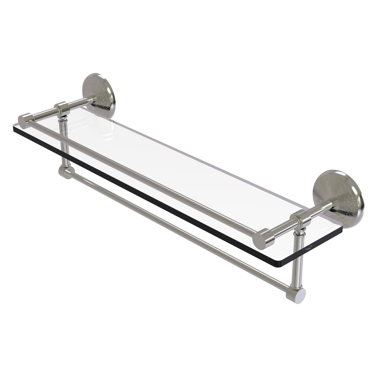 Allied Brass Monte Carlo 22" x 5" Satin Nickel Solid Brass Gallery Glass Shelf With Towel Bar