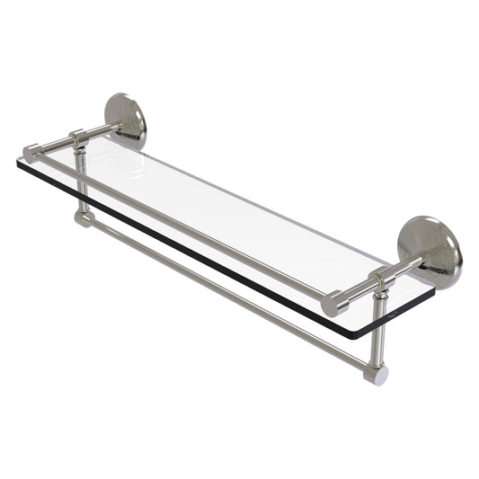 Allied Brass Monte Carlo 22" x 5" Satin Nickel Solid Brass Gallery Glass Shelf With Towel Bar