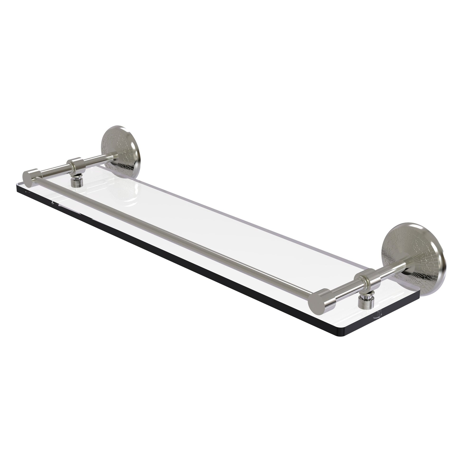 Allied Brass Monte Carlo 22" x 5" Satin Nickel Solid Brass Tempered Glass Shelf With Gallery Rail