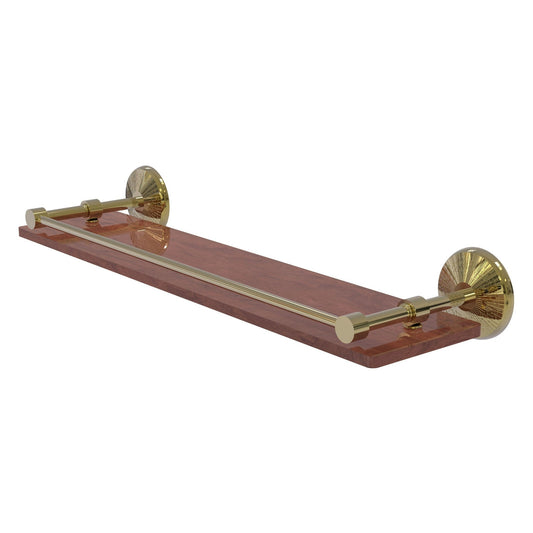 Allied Brass Monte Carlo 22" x 5" Unlacquered Brass Solid Brass Solid IPE Ironwood Shelf With Gallery Rail