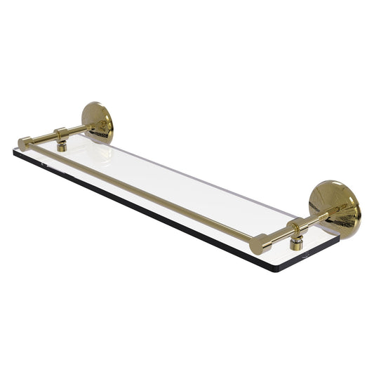 Allied Brass Monte Carlo 22" x 5" Unlacquered Brass Solid Brass Tempered Glass Shelf With Gallery Rail