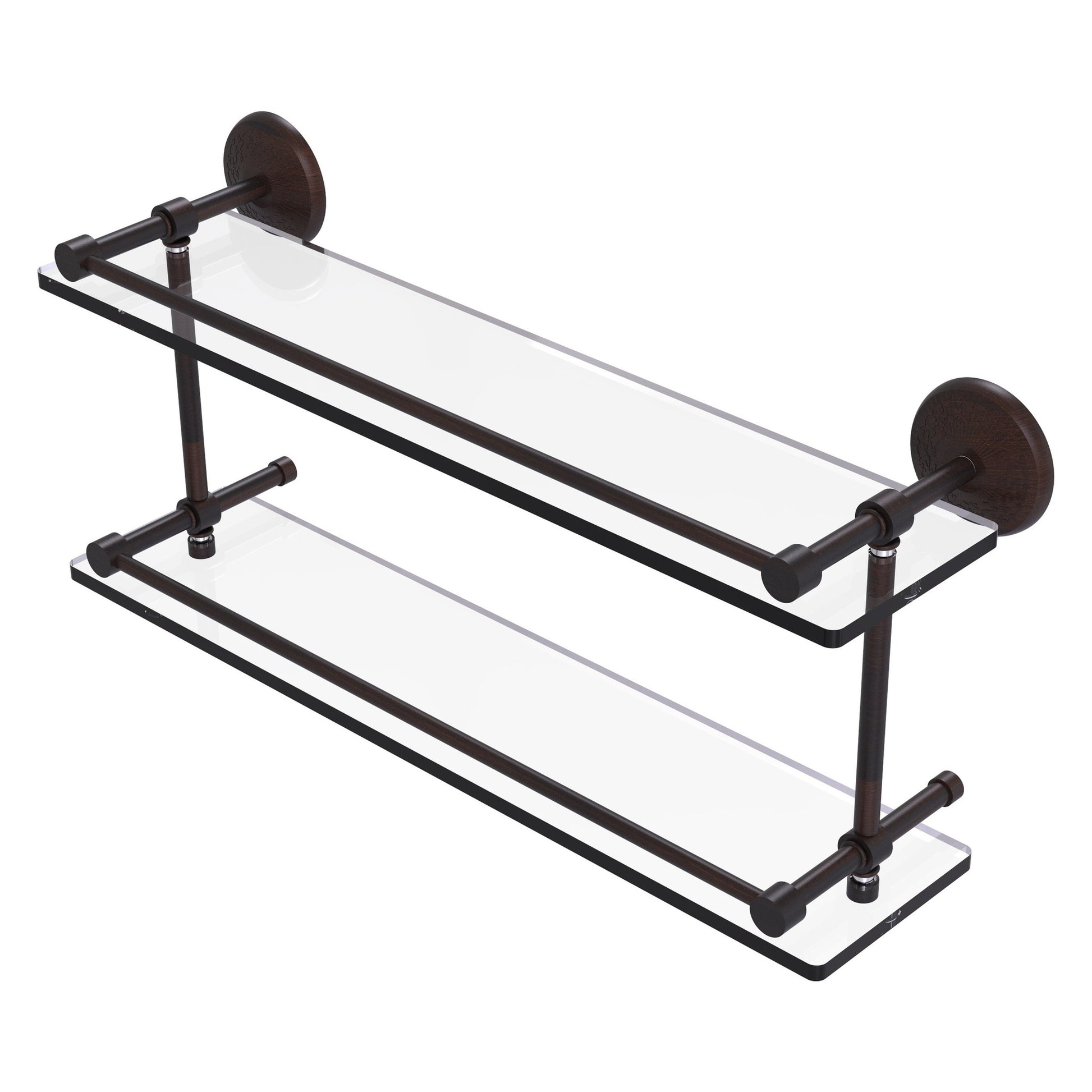 Allied Brass Monte Carlo 22" x 5" Venetian Bronze Solid Brass Double Glass Shelf With Gallery Rail