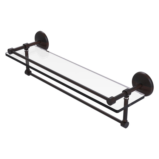 Allied Brass Monte Carlo 22" x 5" Venetian Bronze Solid Brass Gallery Glass Shelf With Towel Bar