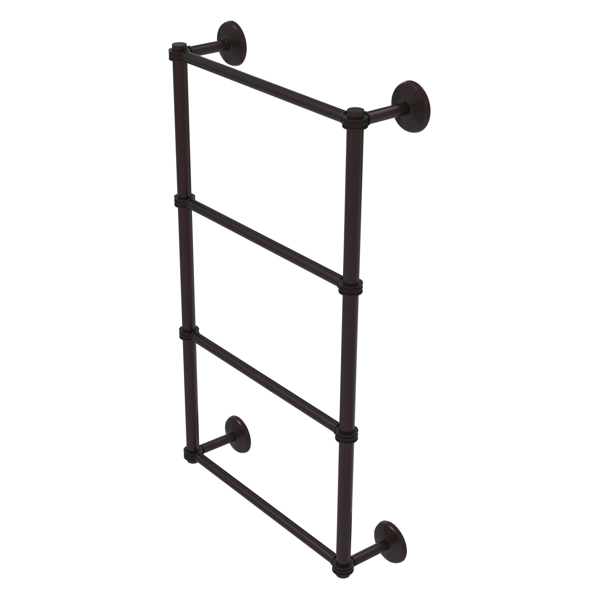Allied Brass Monte Carlo 24" x 5.2" Antique Bronze Solid Brass 4-Tier Towel Bar With Dotted Detail