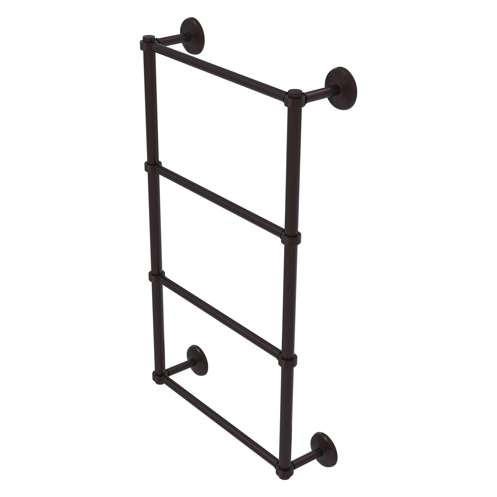 Allied Brass Monte Carlo 24" x 5.2" Antique Bronze Solid Brass 4-Tier Towel Bar With Grooved Detail