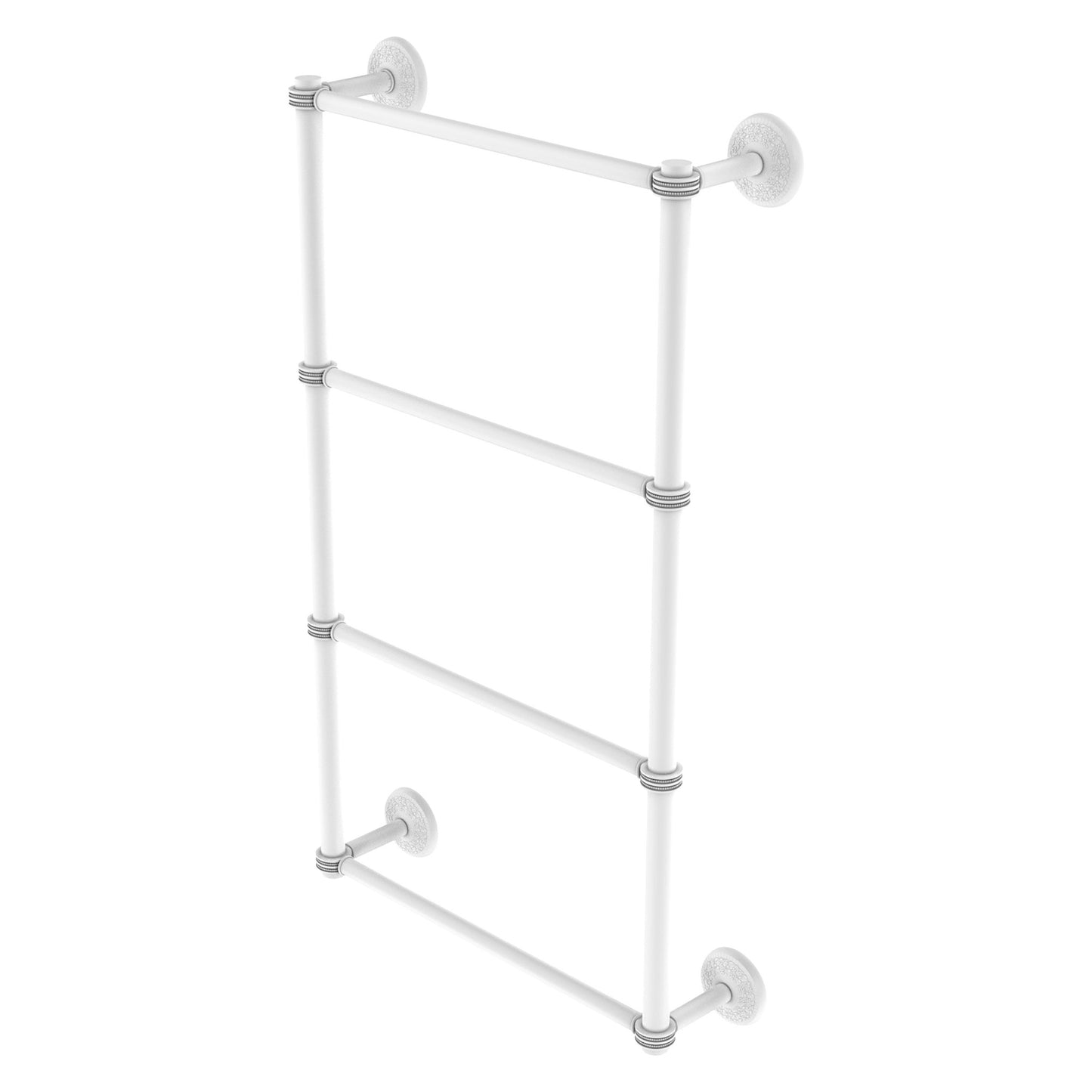 Allied Brass Monte Carlo 24" x 5.2" Matte White Solid Brass 4-Tier Towel Bar With Dotted Detail