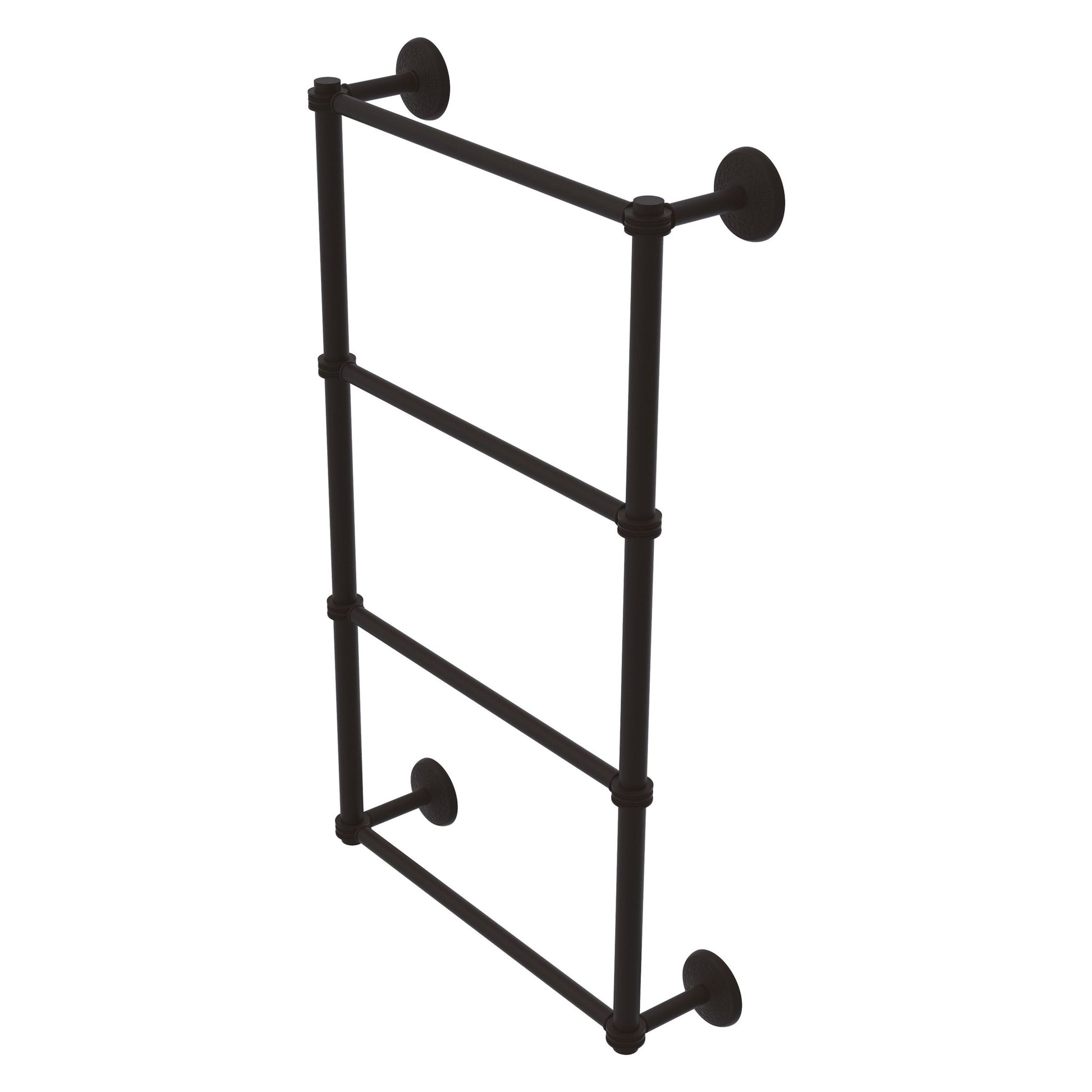 Allied Brass Monte Carlo 24" x 5.2" Oil Rubbed Bronze Solid Brass 4-Tier Towel Bar With Dotted Detail