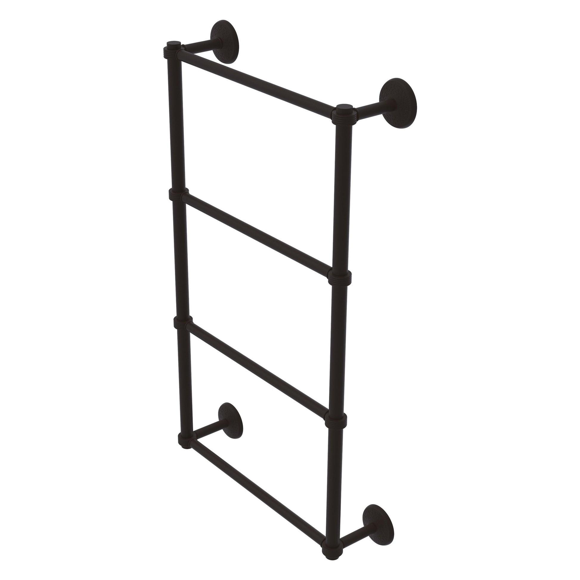 Allied Brass Monte Carlo 24" x 5.2" Oil Rubbed Bronze Solid Brass 4-Tier Towel Bar With Grooved Detail