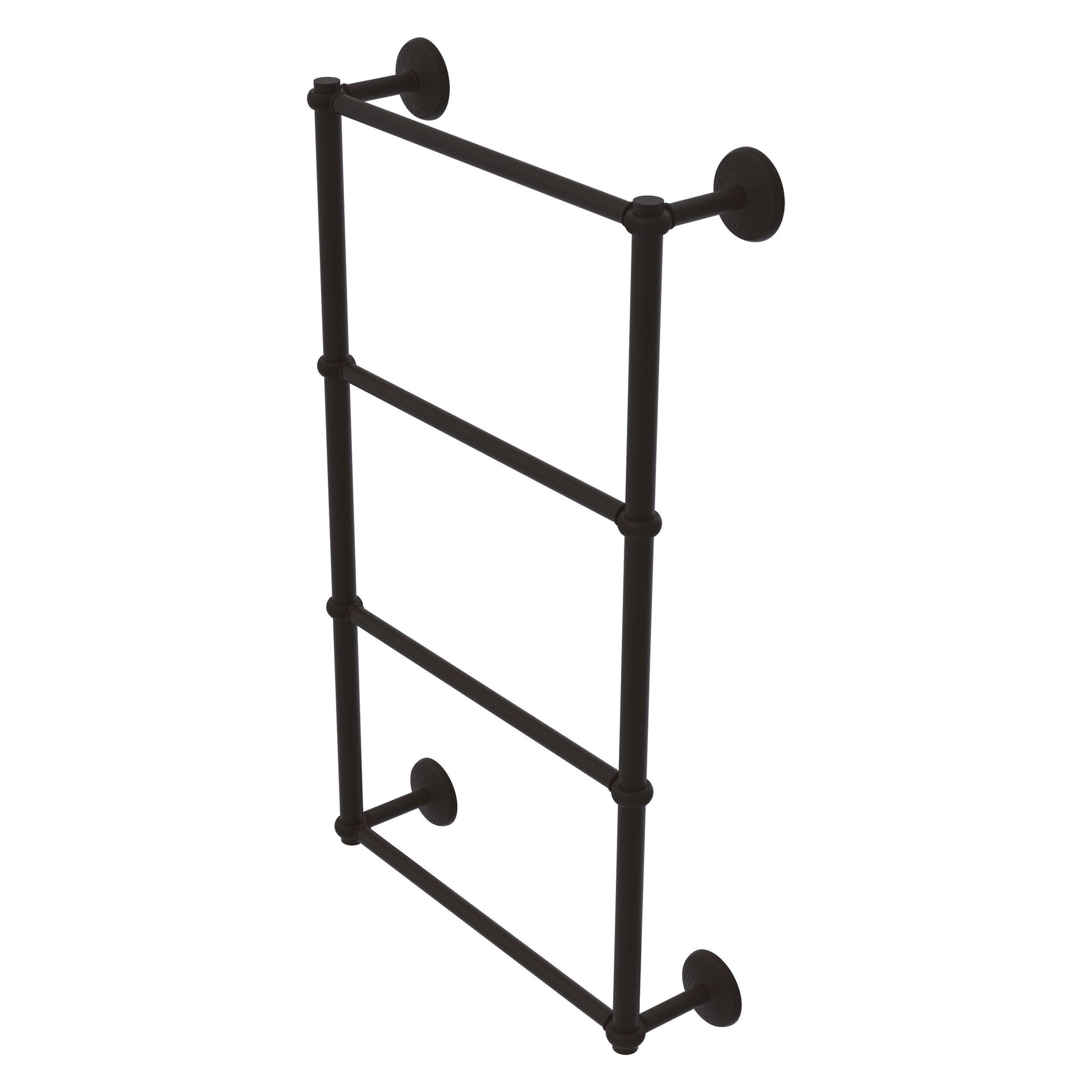 Allied Brass Monte Carlo 24" x 5.2" Oil Rubbed Bronze Solid Brass 4-Tier Towel Bar With Twisted Detail