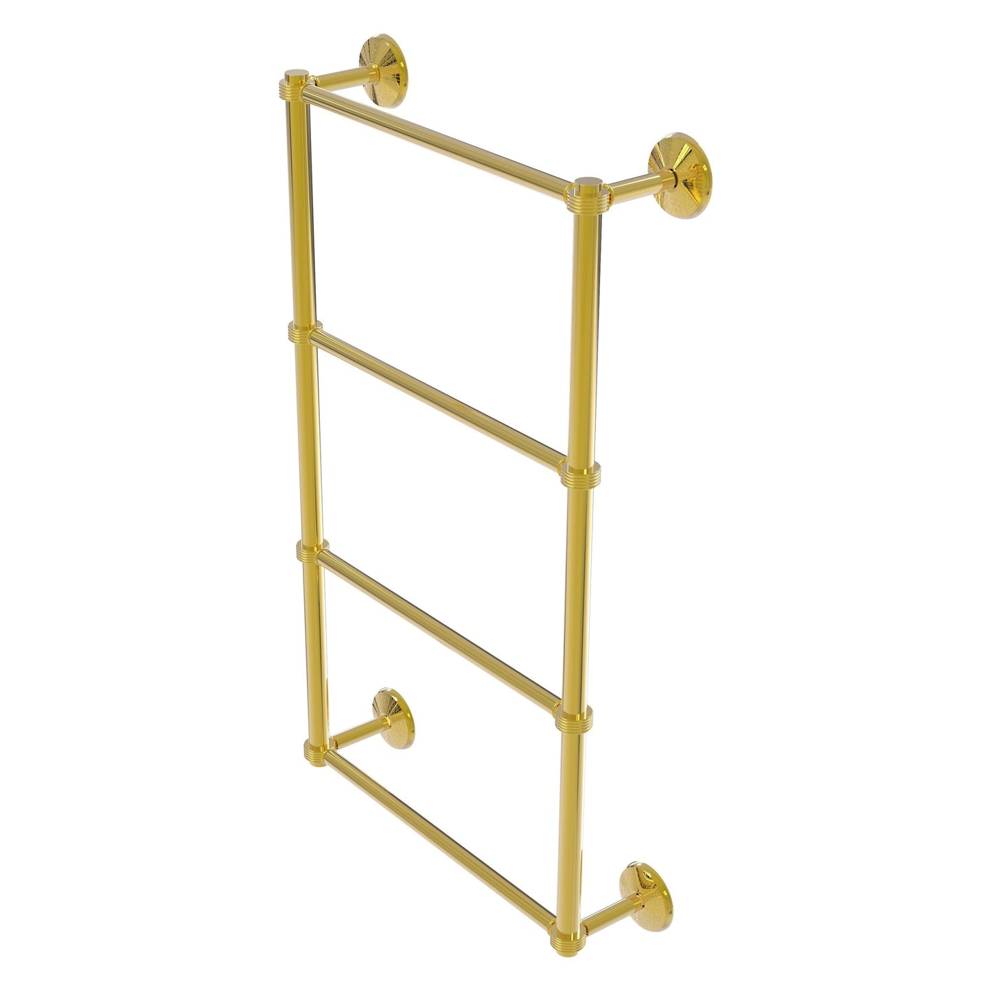 Allied Brass Monte Carlo 24" x 5.2" Polished Brass Solid Brass 4-Tier Towel Bar With Grooved Detail