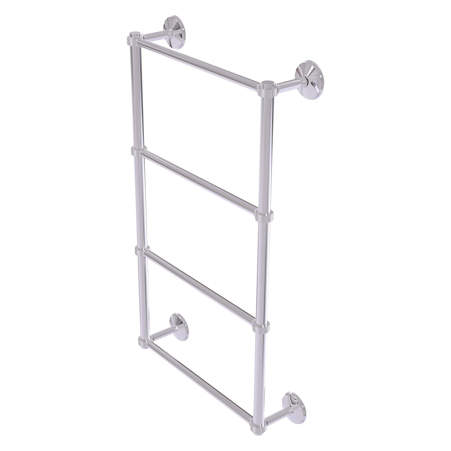Allied Brass Monte Carlo 24" x 5.2" Polished Chrome Solid Brass 4-Tier Towel Bar With Grooved Detail