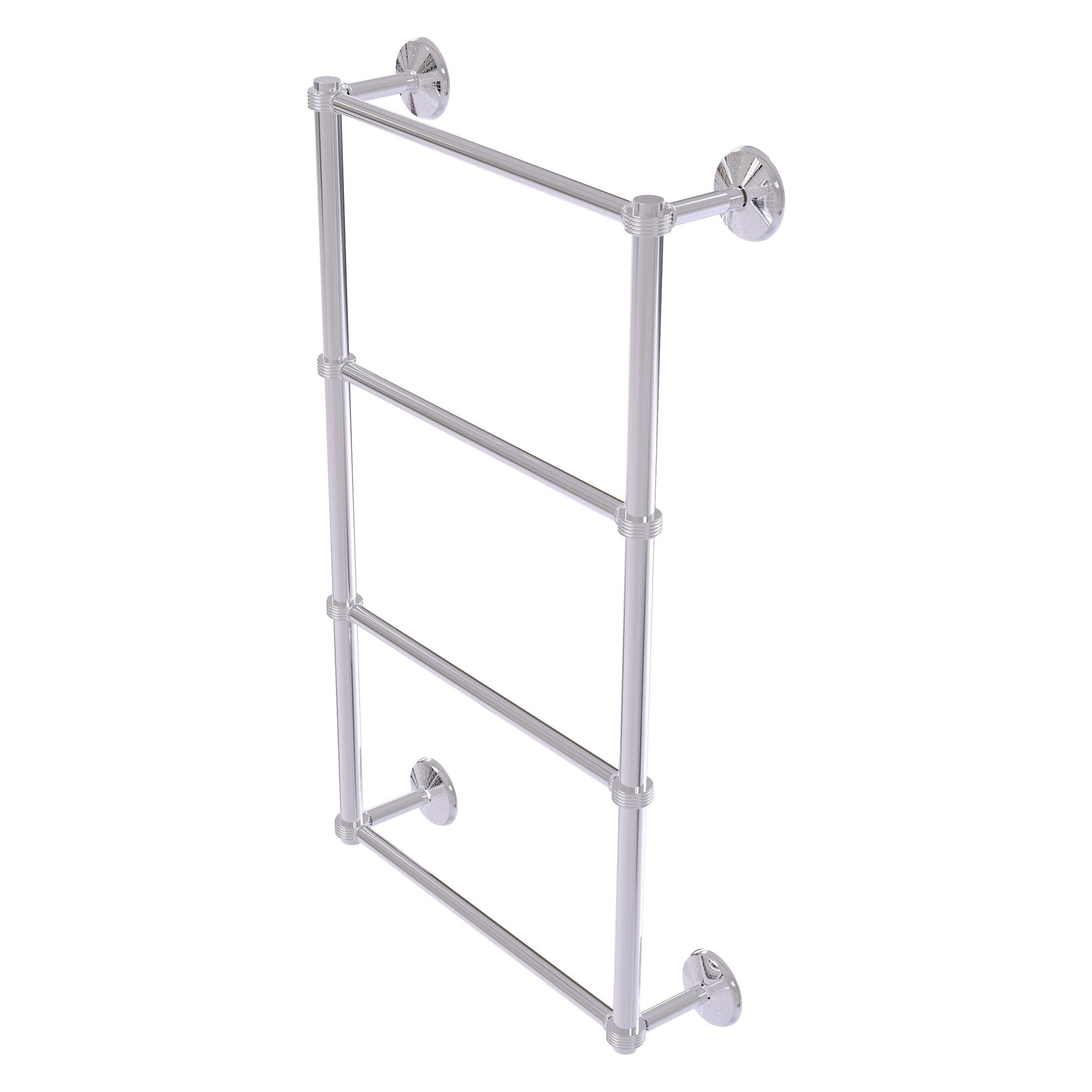 Allied Brass Monte Carlo 24" x 5.2" Polished Chrome Solid Brass 4-Tier Towel Bar With Grooved Detail