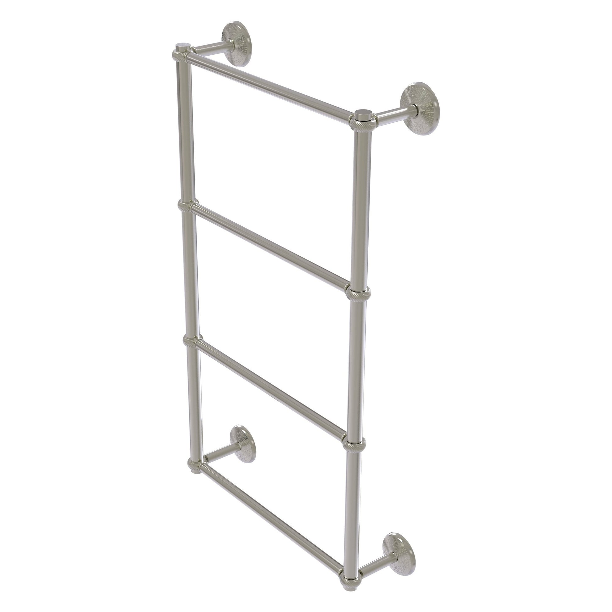 Allied Brass Monte Carlo 24" x 5.2" Satin Nickel Solid Brass 4-Tier Towel Bar With Twisted Detail