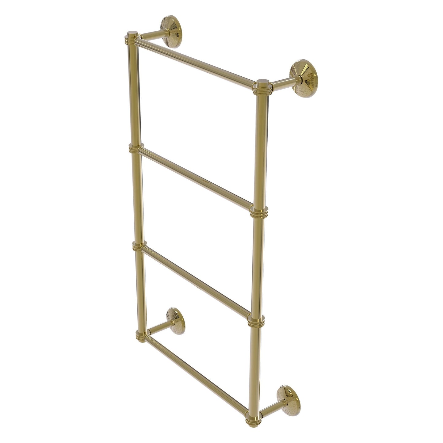 Allied Brass Monte Carlo 24" x 5.2" Unlacquered Brass Solid Brass 4-Tier Towel Bar With Dotted Detail
