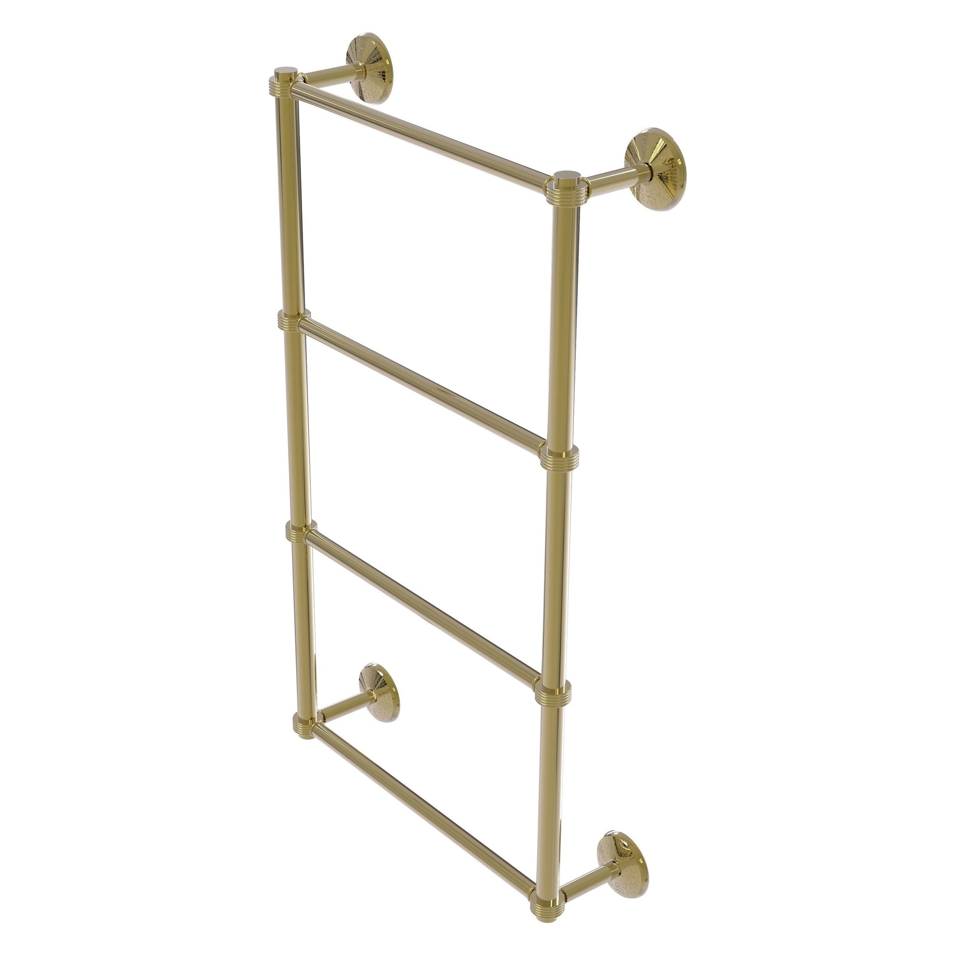 Allied Brass Monte Carlo 24" x 5.2" Unlacquered Brass Solid Brass 4-Tier Towel Bar With Grooved Detail