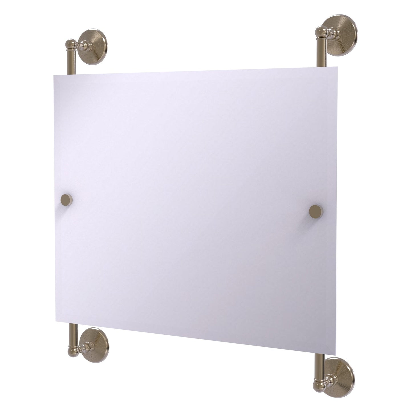 Allied Brass Monte Carlo 26" x 3.8" Antique Pewter Solid Brass Landscape Rectangular Frameless Rail Mounted Mirror