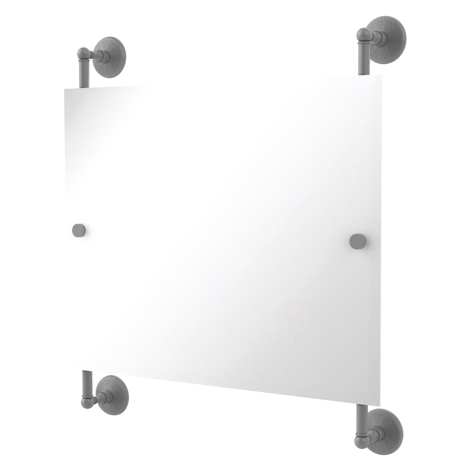 Allied Brass Monte Carlo 26" x 3.8" Matte Gray Solid Brass Landscape Rectangular Frameless Rail Mounted Mirror