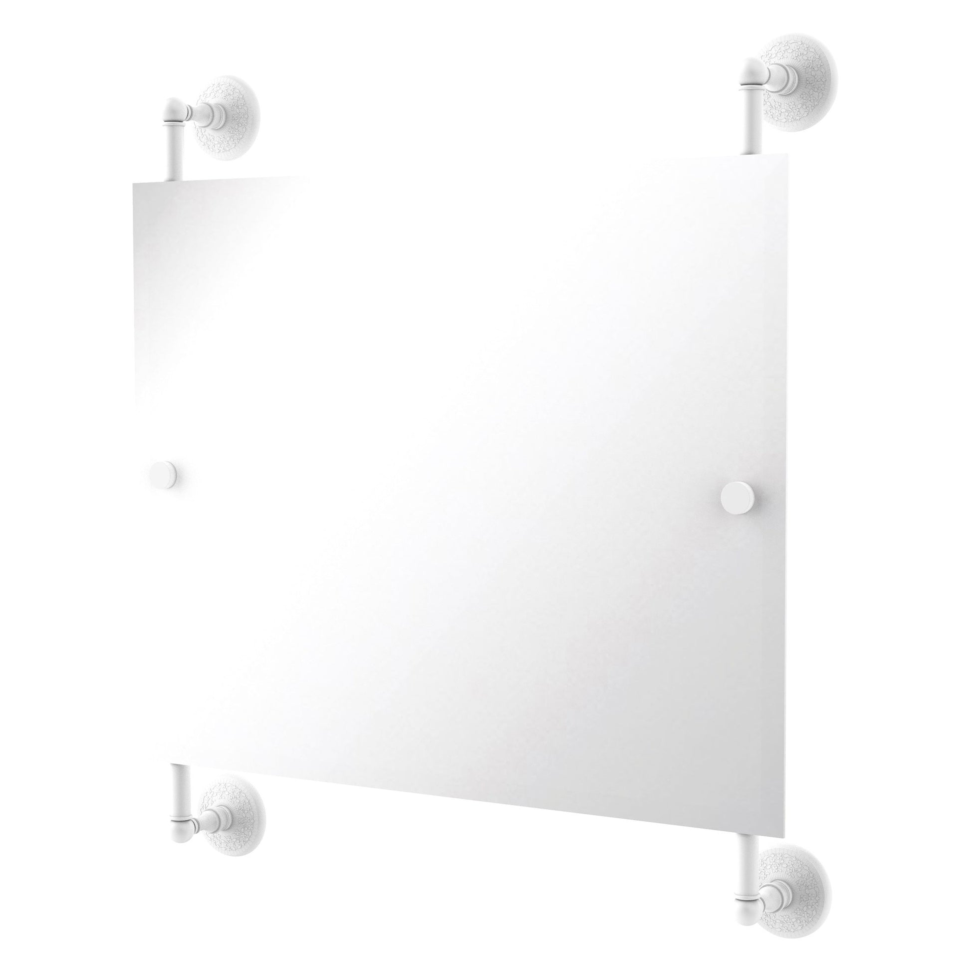 Allied Brass Monte Carlo 26" x 3.8" Matte White Solid Brass Landscape Rectangular Frameless Rail Mounted Mirror