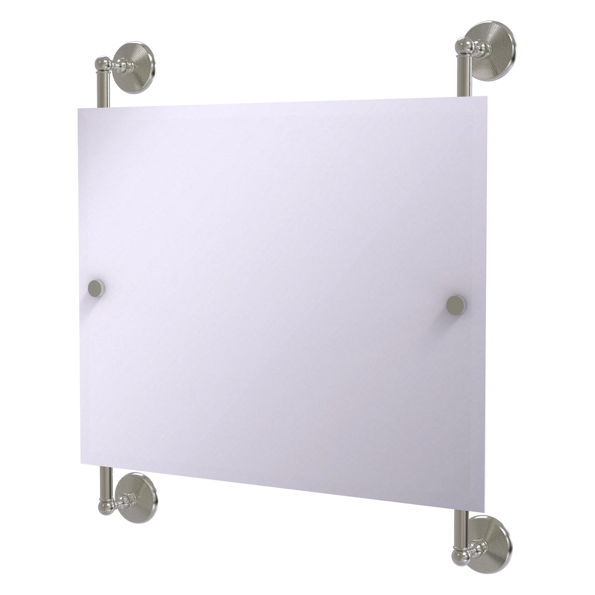 Allied Brass Monte Carlo 26" x 3.8" Satin Nickel Solid Brass Landscape Rectangular Frameless Rail Mounted Mirror
