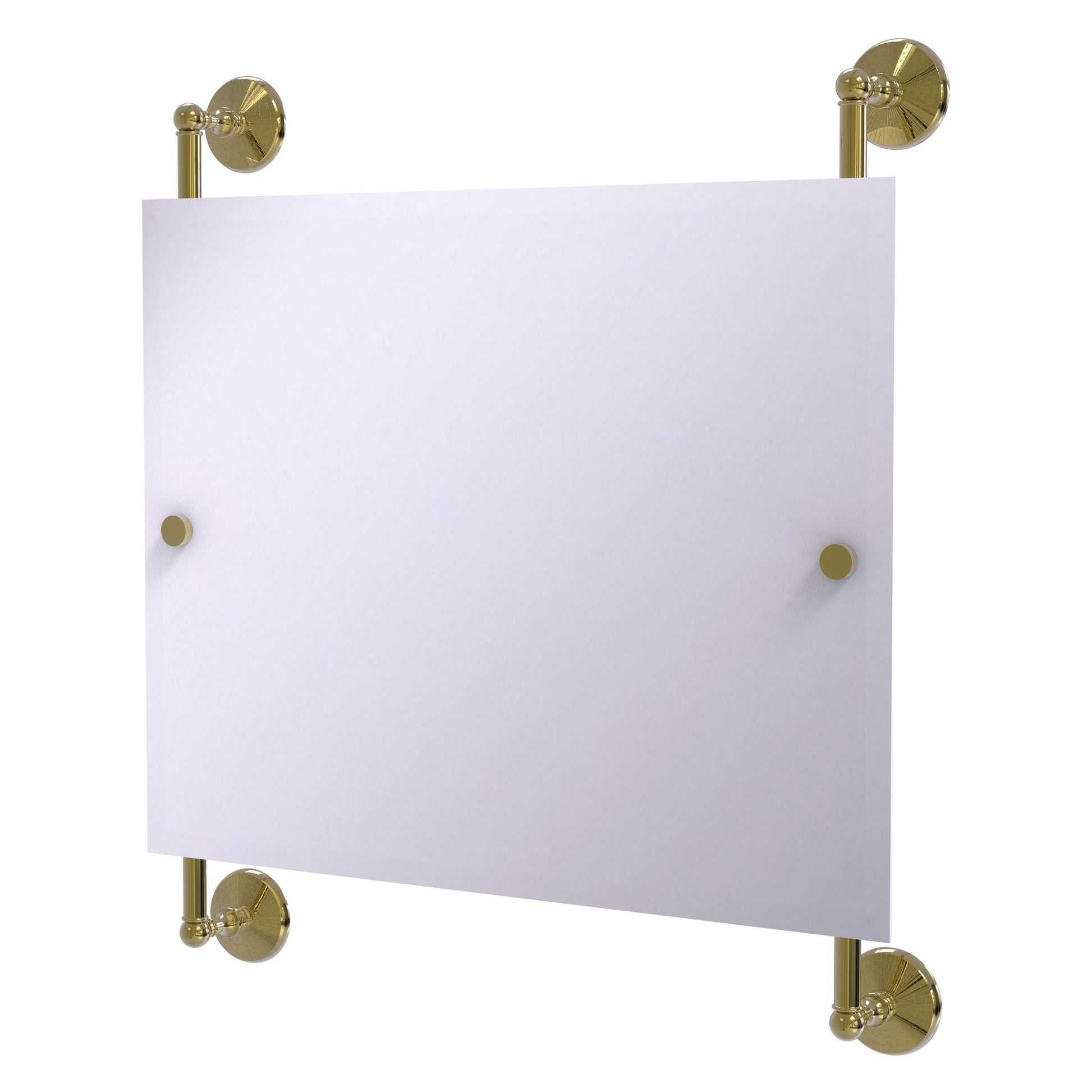 Allied Brass Monte Carlo 26" x 3.8" Unlacquered Brass Solid Brass Landscape Rectangular Frameless Rail Mounted Mirror