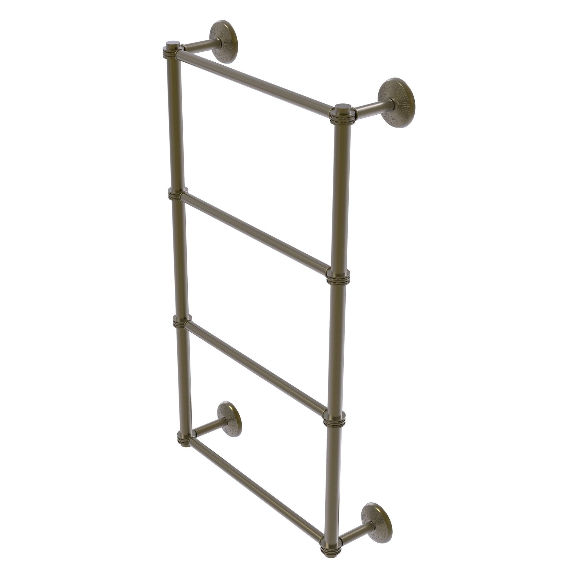 Allied Brass Monte Carlo 30" x 5.2" Antique Brass Solid Brass 4-Tier Towel Bar With Dotted Detail