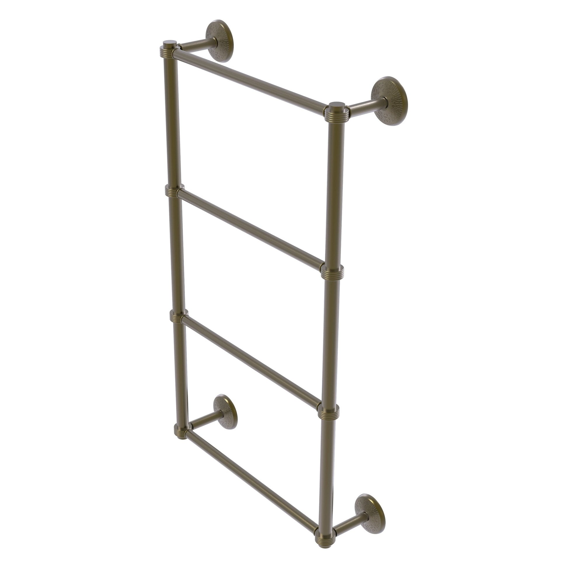Allied Brass Monte Carlo 30" x 5.2" Antique Brass Solid Brass 4-Tier Towel Bar With Grooved Detail
