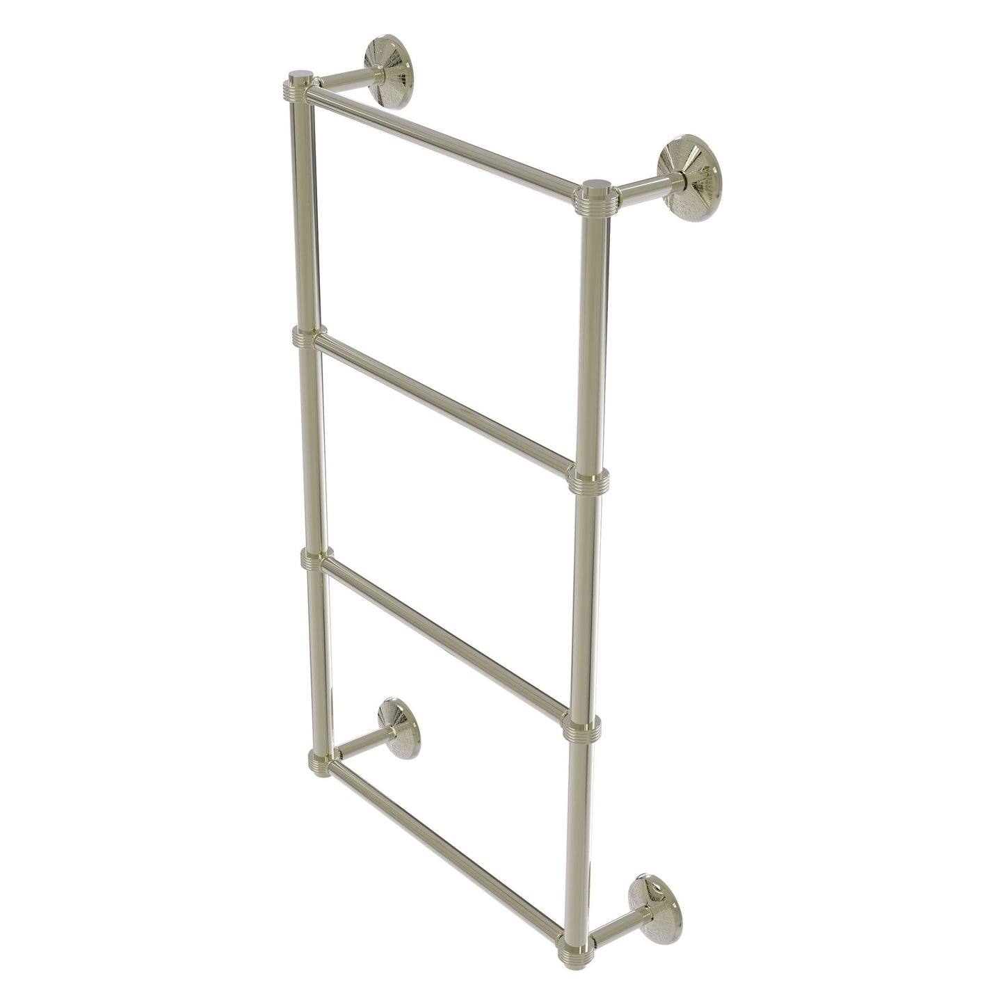 Allied Brass Monte Carlo 30" x 5.2" Polished Nickel Solid Brass 4-Tier Towel Bar With Grooved Detail