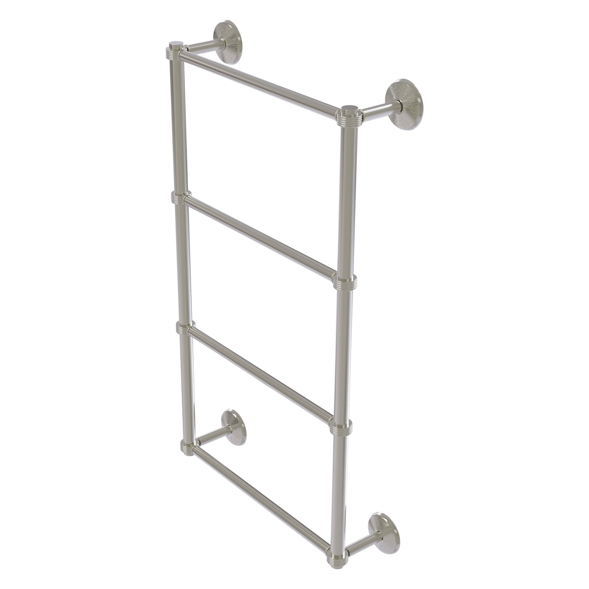 Allied Brass Monte Carlo 30" x 5.2" Satin Nickel Solid Brass 4-Tier Towel Bar With Grooved Detail