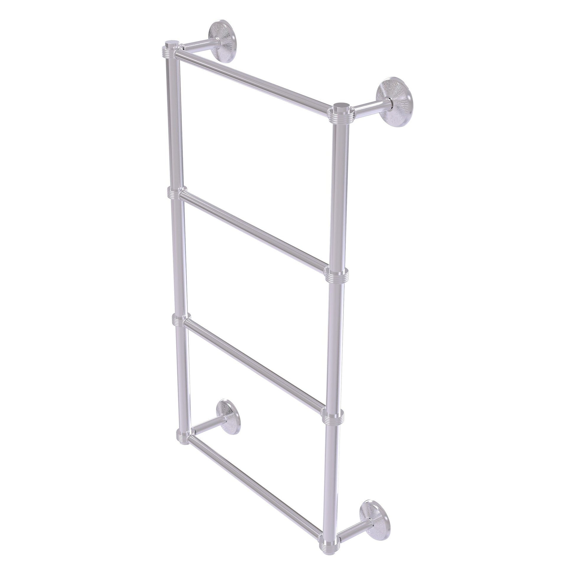 Allied Brass Monte Carlo 36" x 5.2" Satin Chrome Solid Brass 4-Tier Towel Bar With Grooved Detail