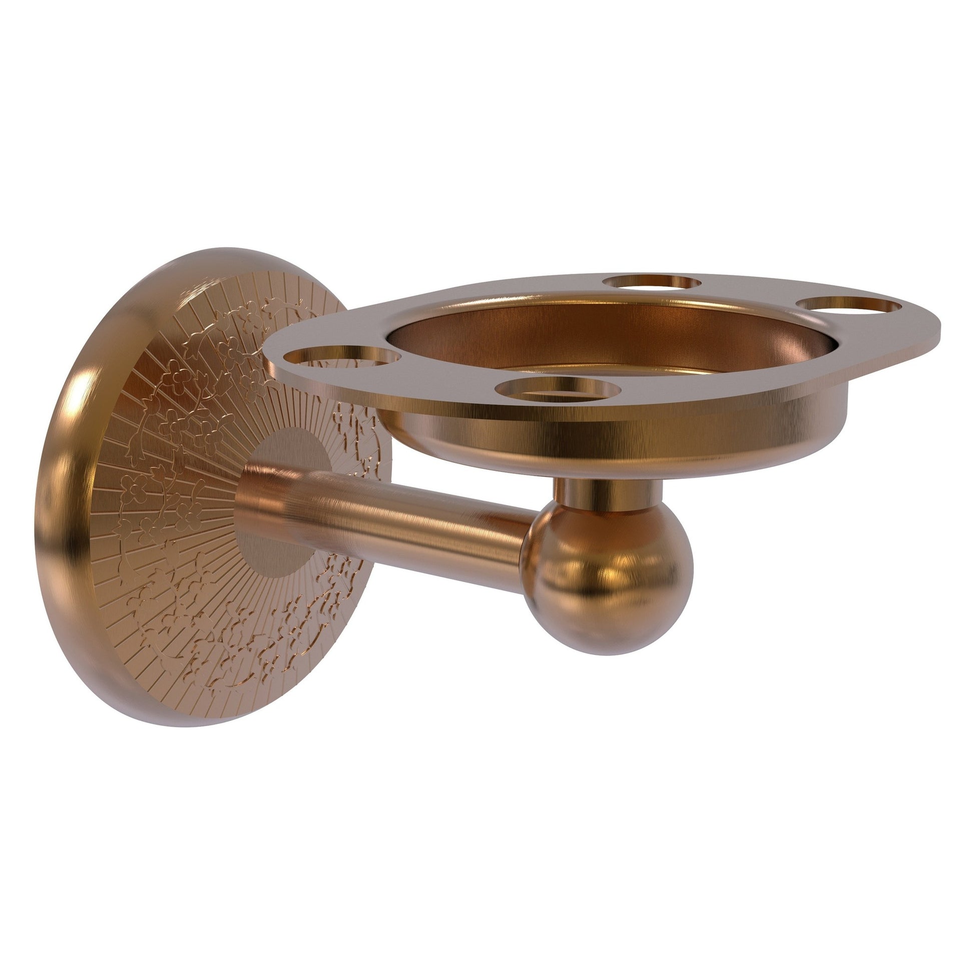 Allied Brass Monte Carlo 4.5" x 3.5" Brushed Bronze Solid Brass Tumbler and Toothbrush Holder