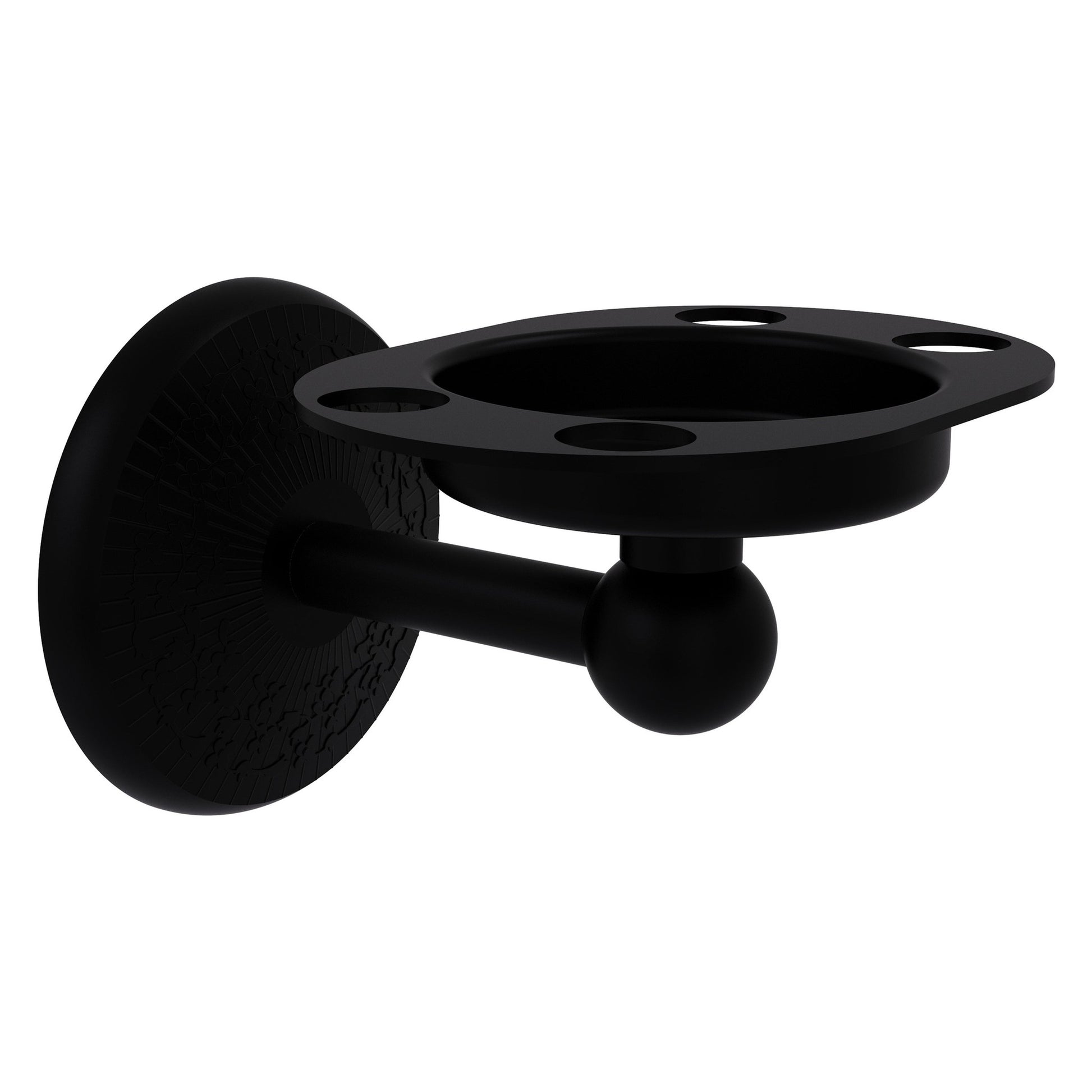 Allied Brass Monte Carlo 4.5" x 3.5" Matte Black Solid Brass Tumbler and Toothbrush Holder
