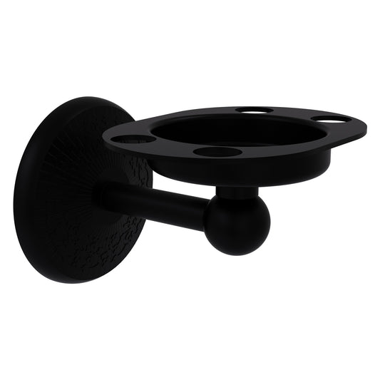 Allied Brass Monte Carlo 4.5" x 3.5" Matte Black Solid Brass Tumbler and Toothbrush Holder