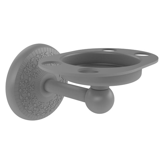 Allied Brass Monte Carlo 4.5" x 3.5" Matte Gray Solid Brass Tumbler and Toothbrush Holder