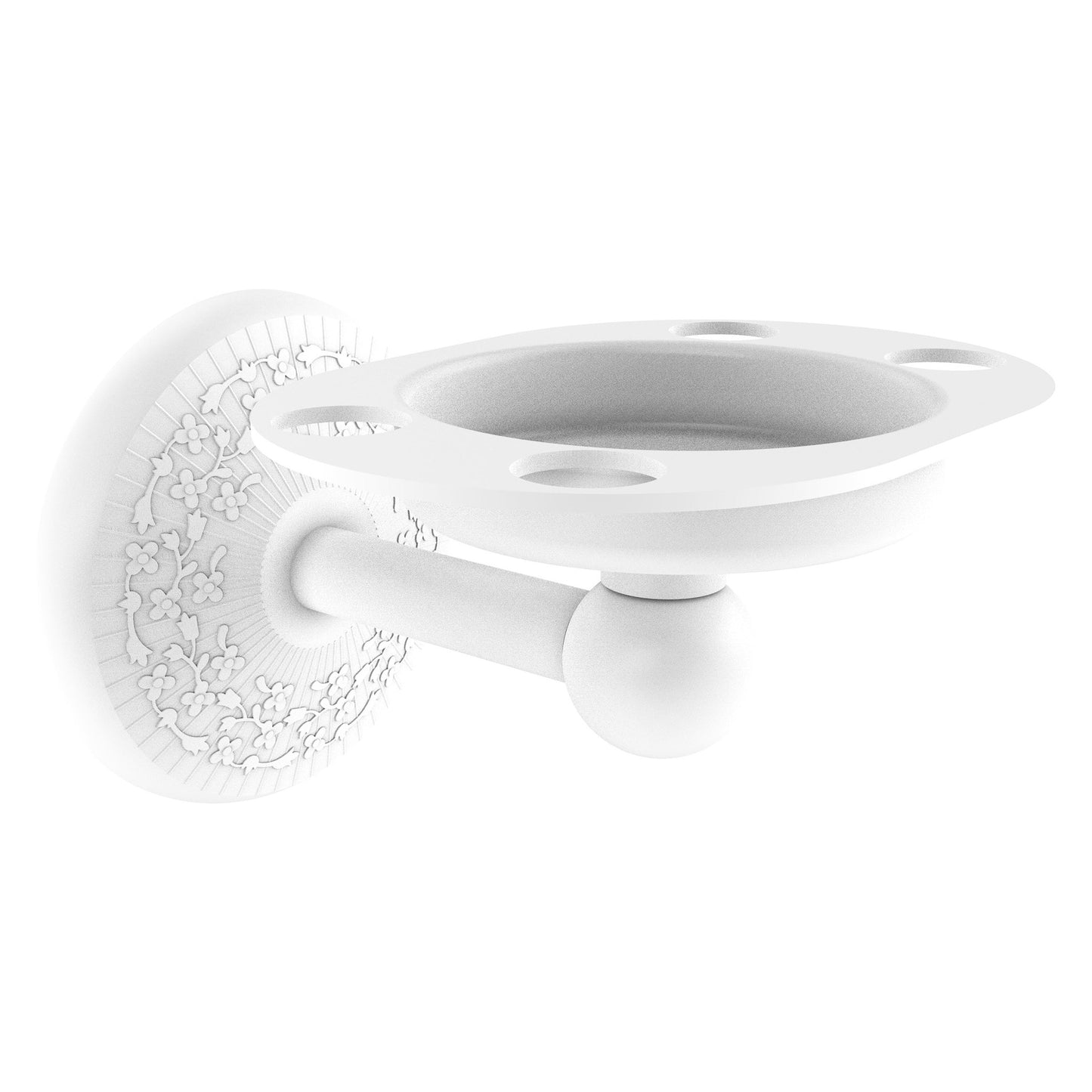 Allied Brass Monte Carlo 4.5" x 3.5" Matte White Solid Brass Tumbler and Toothbrush Holder