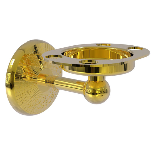 Allied Brass Monte Carlo 4.5" x 3.5" Polished Brass Solid Brass Tumbler and Toothbrush Holder
