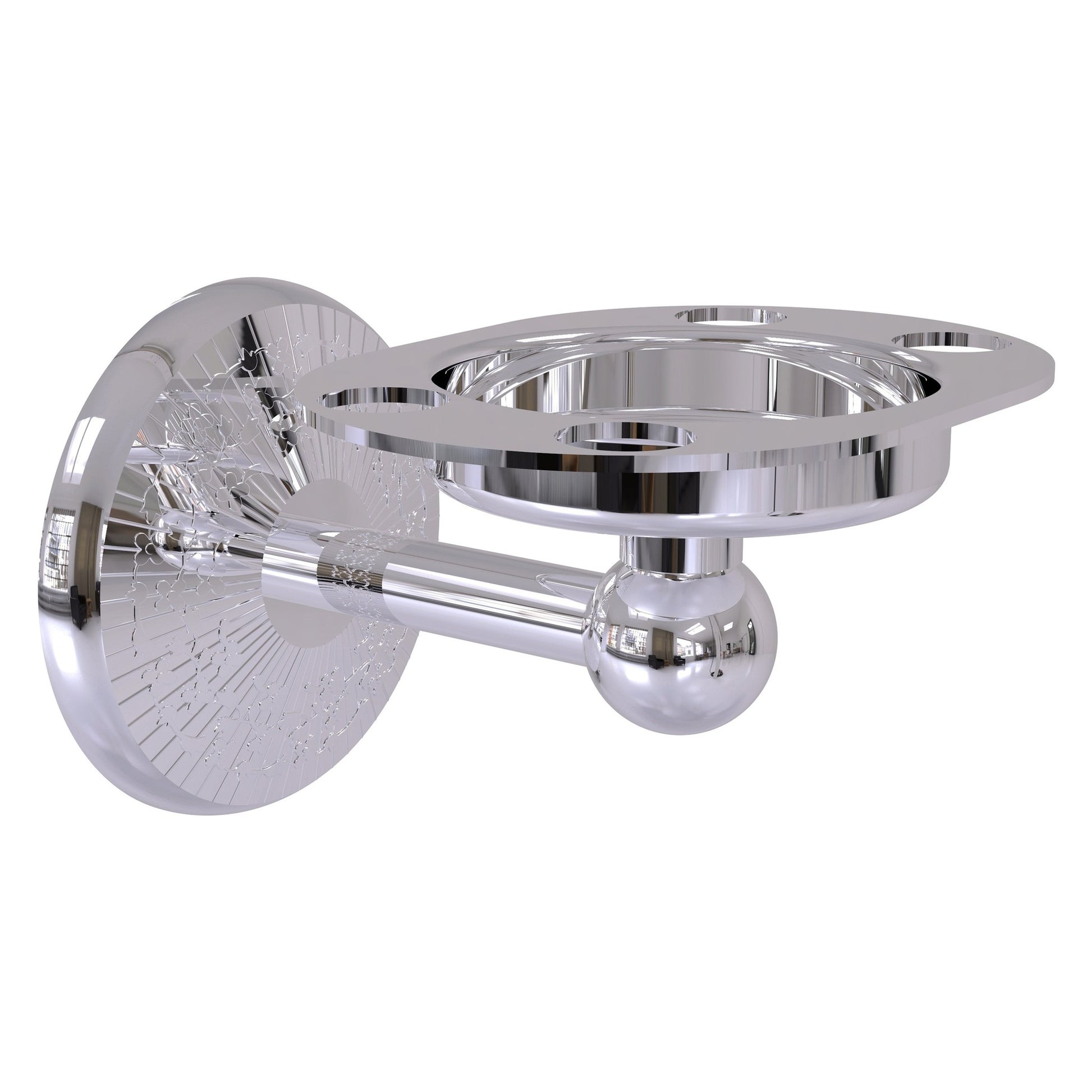 Allied Brass Monte Carlo 4.5" x 3.5" Polished Chrome Solid Brass Tumbler and Toothbrush Holder