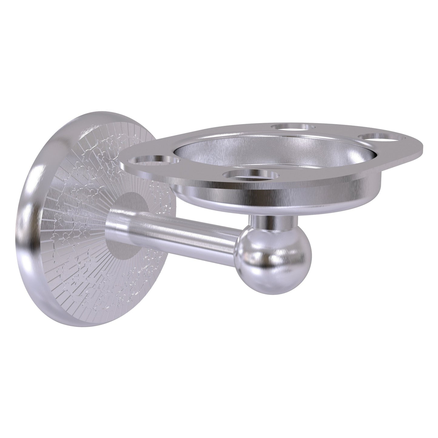Allied Brass Monte Carlo 4.5" x 3.5" Satin Chrome Solid Brass Tumbler and Toothbrush Holder