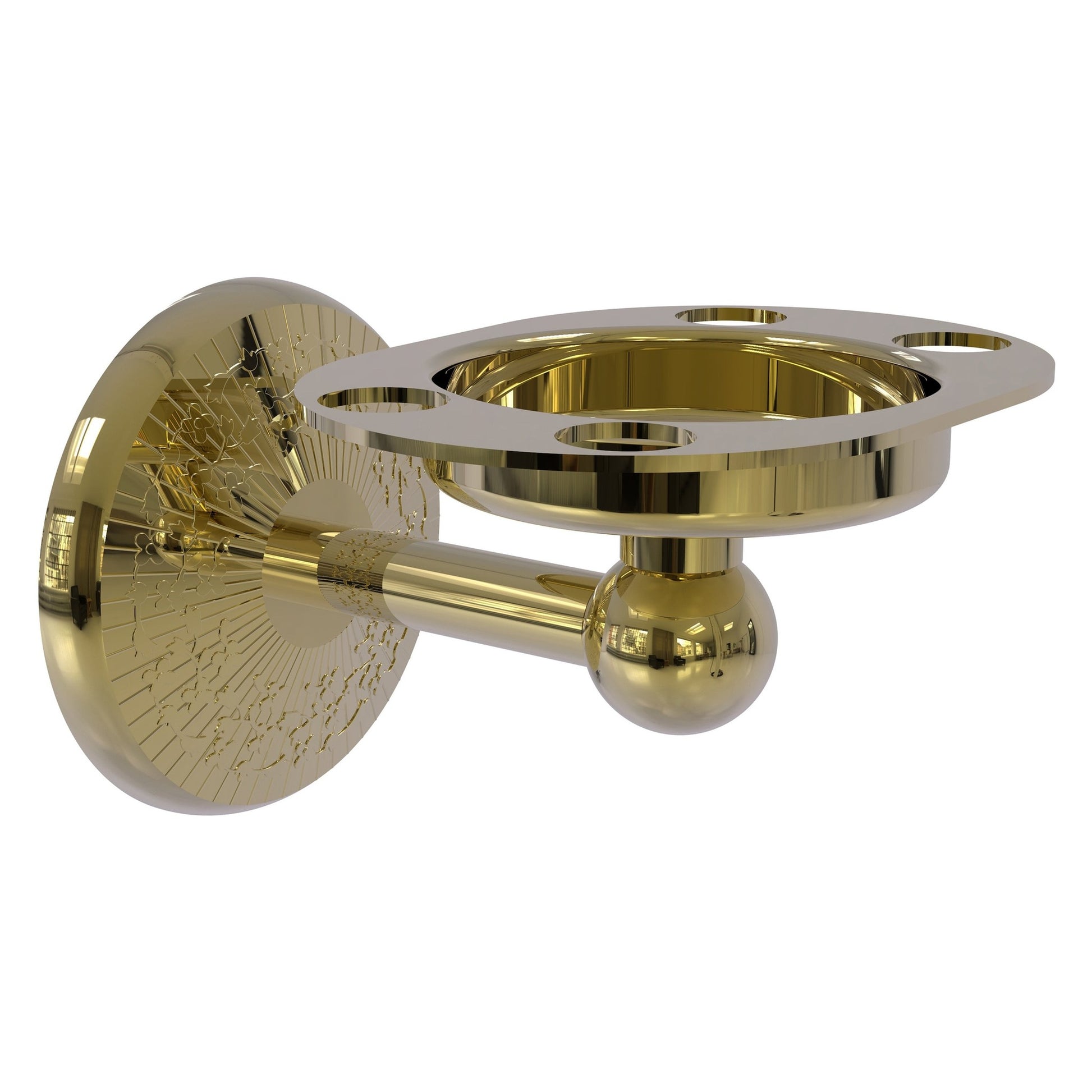 Allied Brass Monte Carlo 4.5" x 3.5" Unlacquered Brass Solid Brass Tumbler and Toothbrush Holder