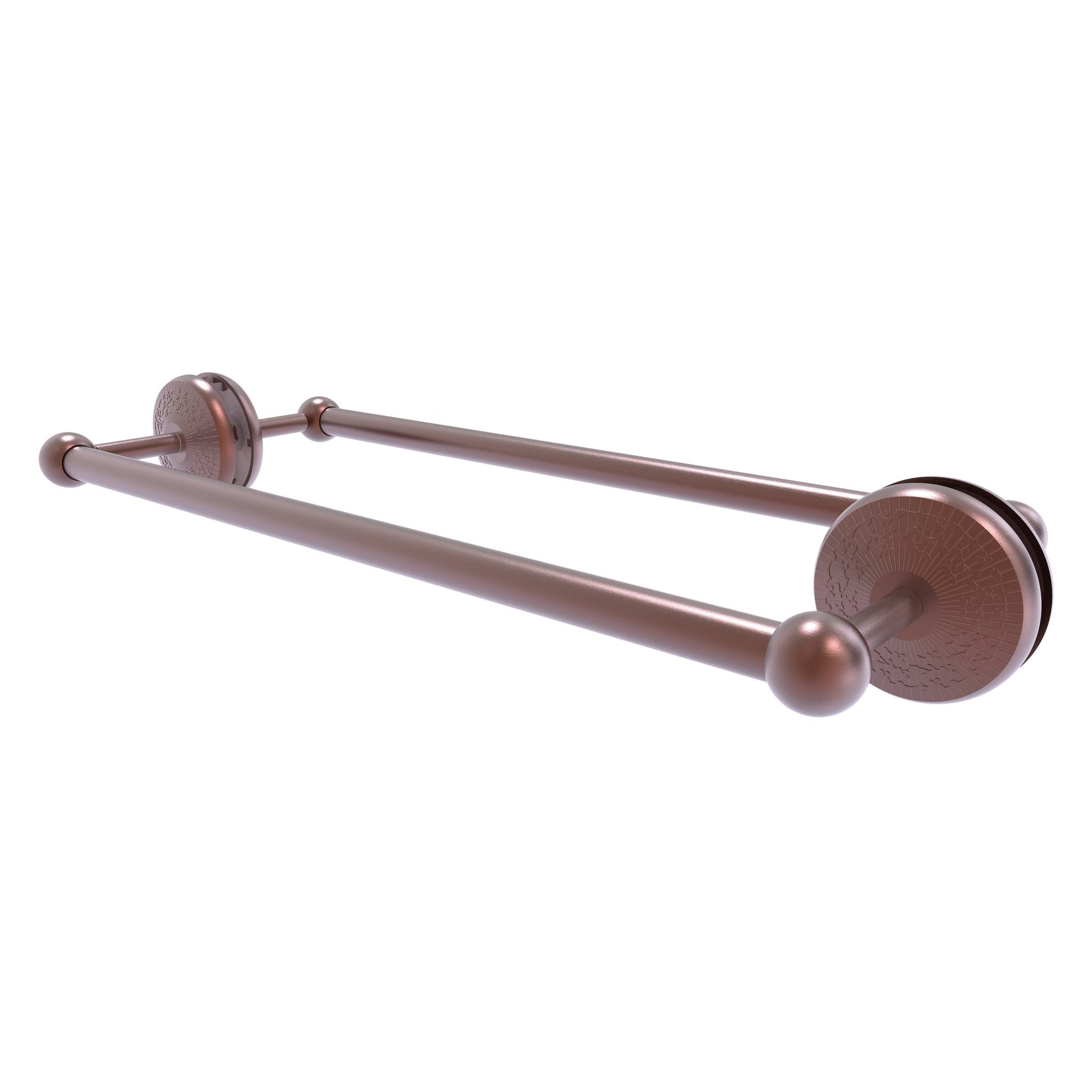 Allied Brass Monte Carlo MC-41-BB-18 21" x 7.8" Antique Copper Solid Brass Back-to-Back Shower Door Towel Bar