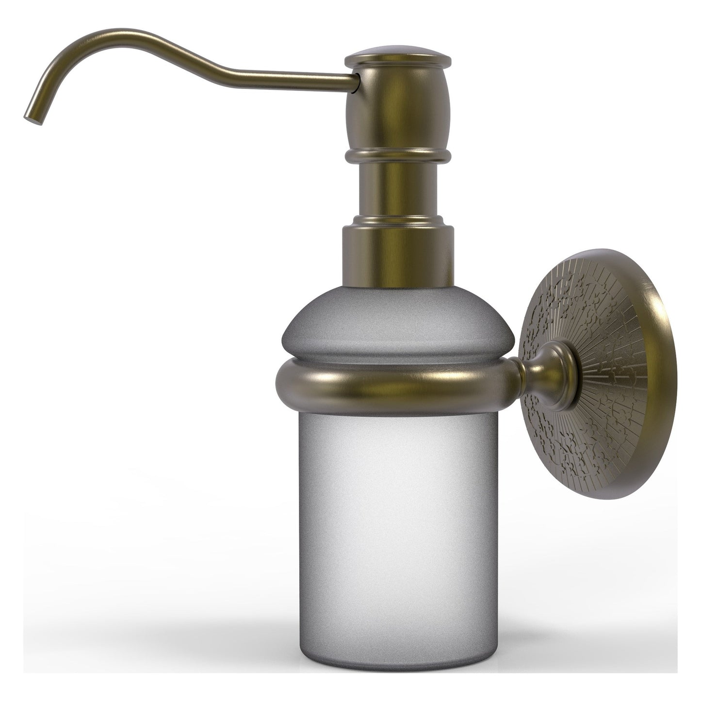 Allied Brass Monte Carlo MC-60 3" x 3" Antique Brass Solid Brass Wall-Mounted Soap Dispenser