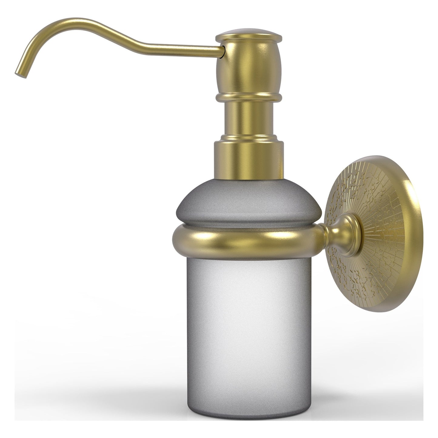Allied Brass Monte Carlo MC-60 3" x 3" Satin Brass Solid Brass Wall-Mounted Soap Dispenser