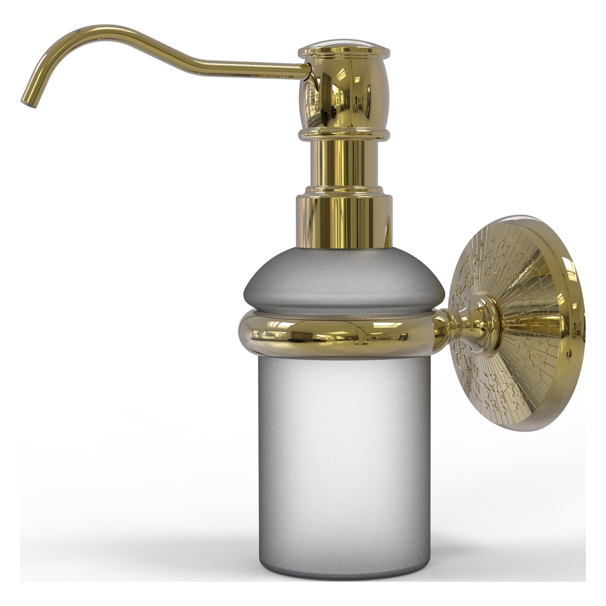 Allied Brass Monte Carlo MC-60 3" x 3" Unlacquered Brass Solid Brass Wall-Mounted Soap Dispenser