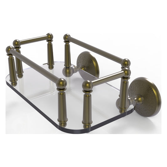 Allied Brass Monte Carlo MC-GT-5 10.25" x 8" Antique Brass Solid Brass Wall-Mounted Glass Guest Towel Tray