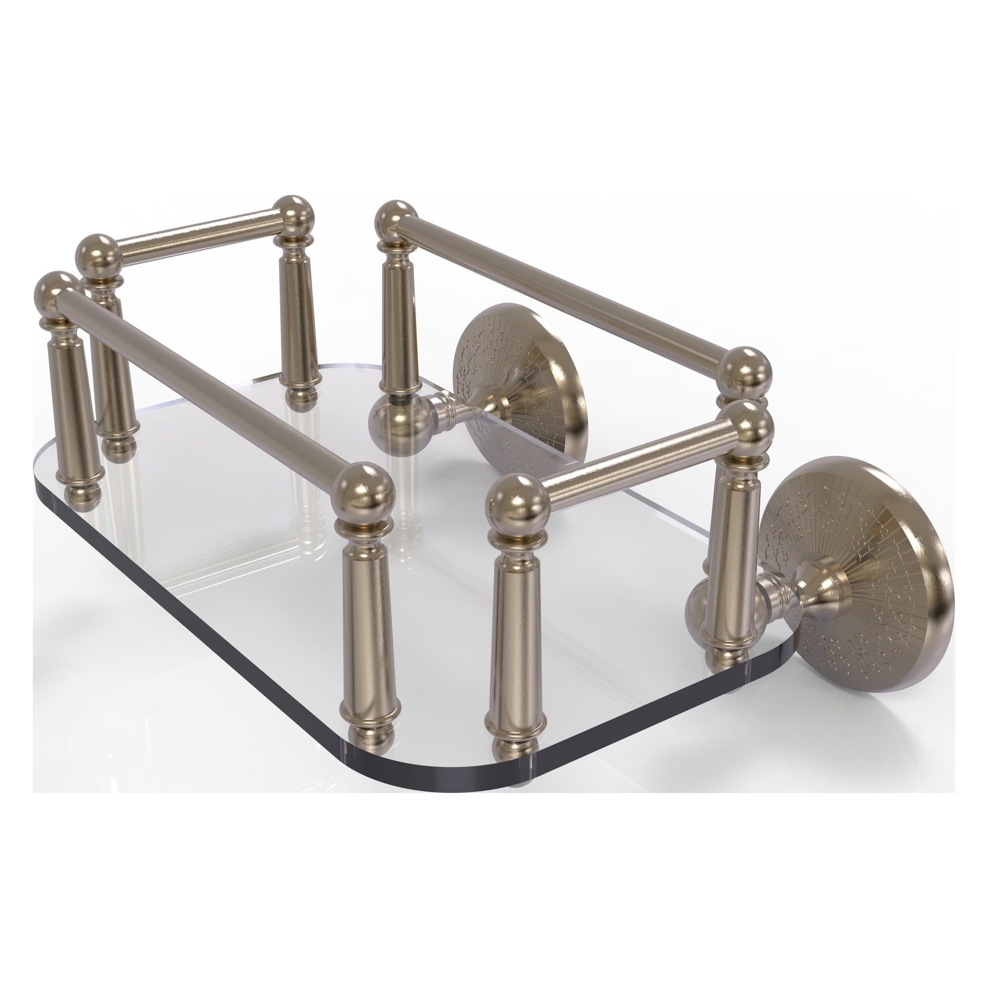 Allied Brass Monte Carlo MC-GT-5 10.25" x 8" Antique Pewter Solid Brass Wall-Mounted Glass Guest Towel Tray
