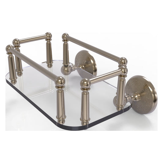 Allied Brass Monte Carlo MC-GT-5 10.25" x 8" Antique Pewter Solid Brass Wall-Mounted Glass Guest Towel Tray